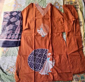 Vibrant Orange Kurta Set with Dupatta