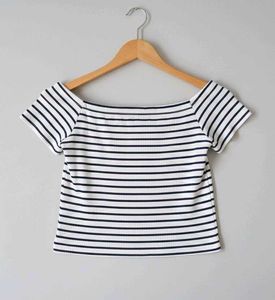 Striped Off-Shoulder Crop Top