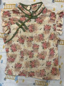 Floral Print y2k Chinese qipao top