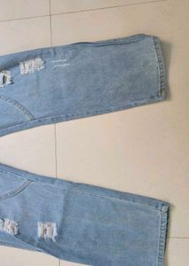Distressed Light Wash Denim Pants