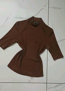 Brown Mock Neck Top