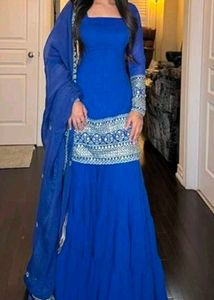 Royal Blue Embroidered Kurta Set with Dupatta