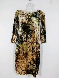 Grass Multicolour Printed Velvet Dress (Women)