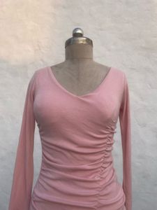 Chic Ruched Pink V-Neck Mini Dress