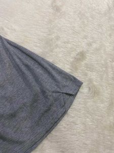 Grey Short Sleeve Button Neck T-Shirt Dress