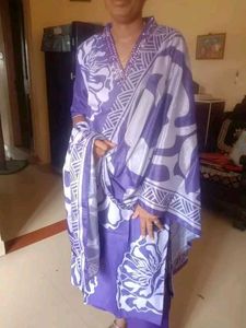 Purple & White Printed Kurta Set with Dupatta