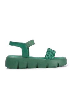 Green Braided Platform Sandals