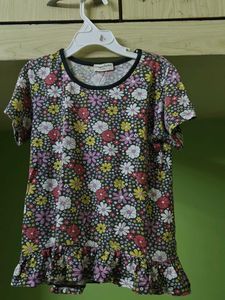 Floral Print Ruffle Hem Top
