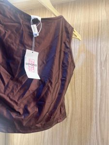 Chic Brown Sleeveless Cropped Top