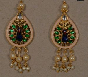 🆕Beautiful 🦚peacock design necklace set.      jewelry, necklace, chain, beads, choker, forever21, beauty, women, earrings, jaipurjewelry, kundan,