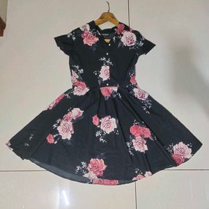 Floral Print Black Dress🌸