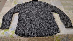 Men's Black &amp; White Patterned Long Sleeve Shirt