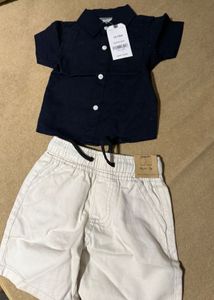 Navy Shirt and white Shorts Set