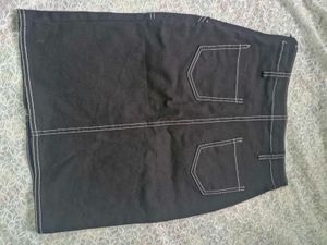 Black Denim Midi Skirt