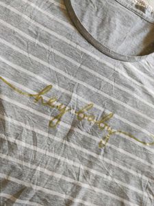 george Grey Striped "hey baby" Maternity Dress