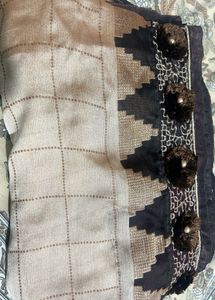 Elegant Beige Saree with Embellished Border