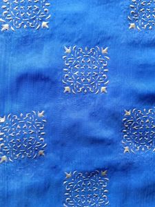 Vibrant Blue Saree with Gold Motifs