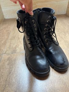 Black Lace-Up Combat Boots