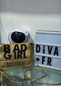 Y2K Moschino "BAD GIRL" Gold Clutch Bag
