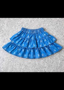 Girls Blue flare double layered shirt mini skirt f