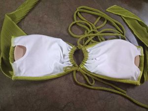 Olive Green Textured Bikini Set