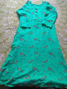 Green Floral Print Kurta