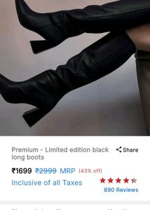 Premium Black Leather Long Boots