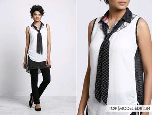 Chic Black and White Polka Dot Kurta