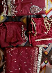 Elegant Red Velvet Blouse