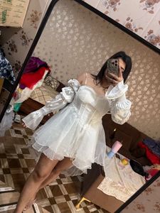 Enchanting White Off-Shoulder Dress🦋🧚🏻‍♀️
