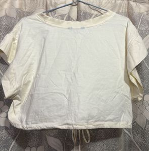 Yellow Crop Top with Drawstring
