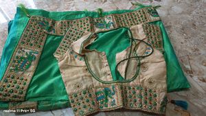 Emerald Green Silk Saree with Peacock Border