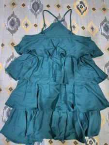 Teal Tiered Ruffle Dress