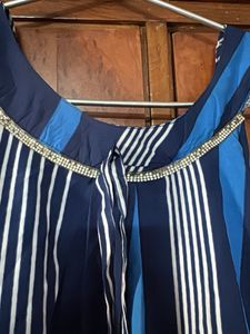 Chic Blue Striped Halter Top