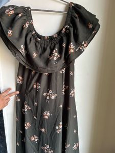 olive green offshoulder gown
