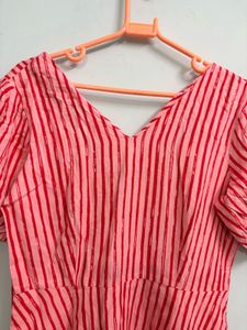 Pink Striped Midi Dress