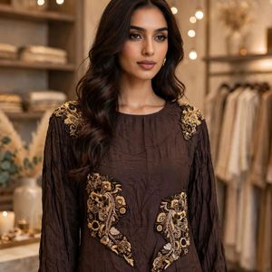 Embroidered Brown  Gown