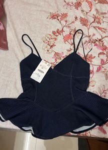 Zara Chic Denim Peplum Top