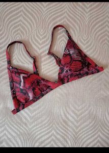 Red Snake Print Bikini Top