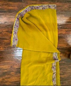 Mehendi-Olive Green Saree With Rich Purple Border
