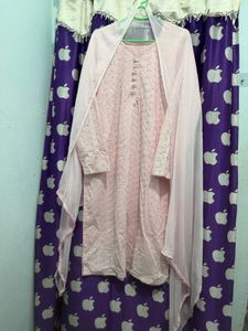 Pretty Pink Pakistani Kurta Set with Dupatta