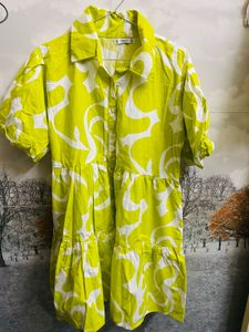Lime Green Floral Tiered Dress