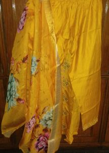 Embroidered Yellow Kurta set with dupatta