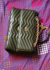 Inc.5 Textured Olive Structured Chain Sling Bag