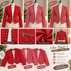 Elegant Tan Blazer , Red , Pink in Combo