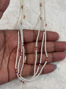 Delicate Pearl Necklace with Ruby Accents