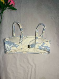 Blue Floral Print Bikini Top