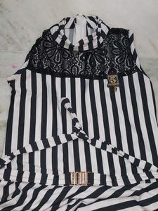 Stylish Striped Midi Dress (M)