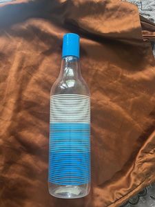 Stylish Blue & White Striped Water Bottle