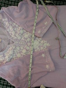 Embroidered Lavender Cotton Kurta
